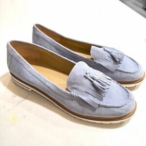 Talbots Loafers Womens 10.5 Laura Tasseled Blue Suede Preppy Classic Career Flat